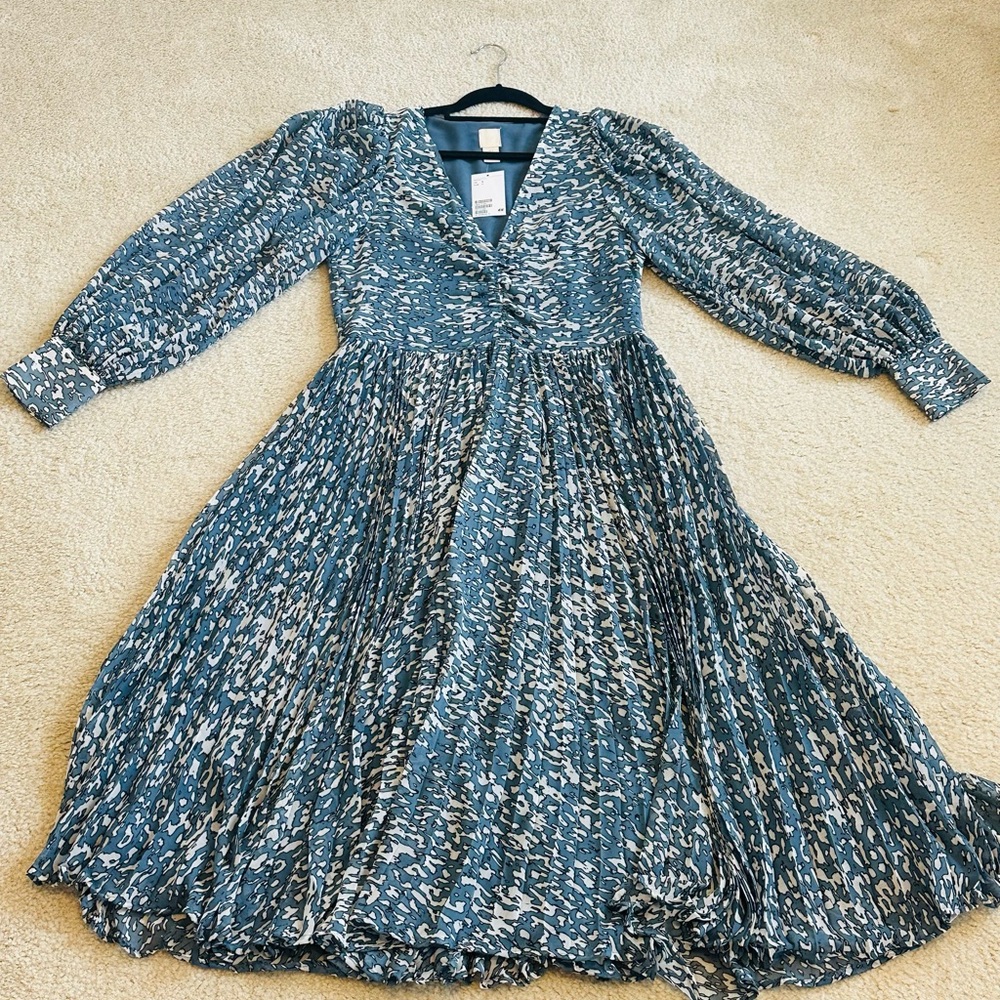H&M Blue and White Midi Dress
